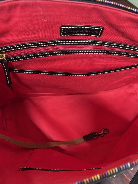 Dooney & Bourke Black Rainbow Logo Doodle Graffiti Large Tote Bag Logo Colorful - Picture 9 of 10